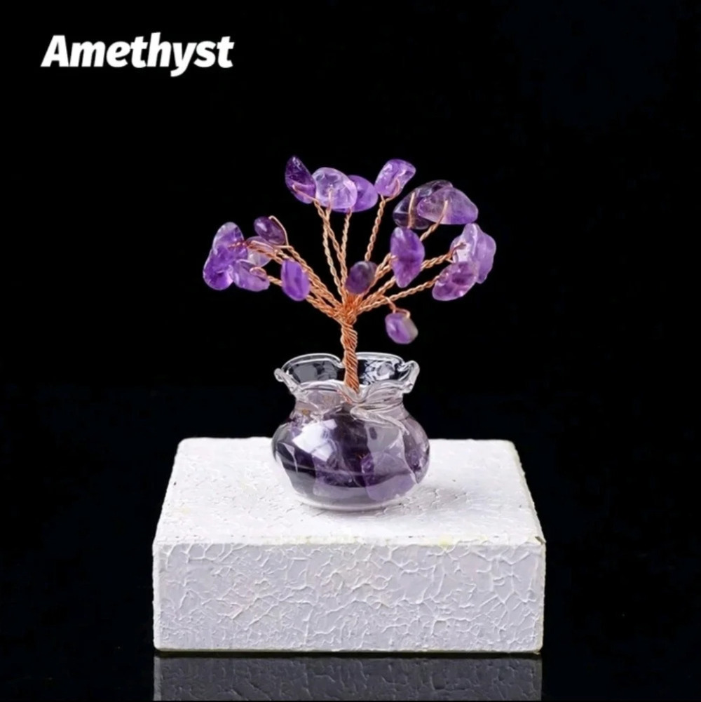 Natural Amethyst Gemstone Mini Crystal Gravel Tree Healing Stone